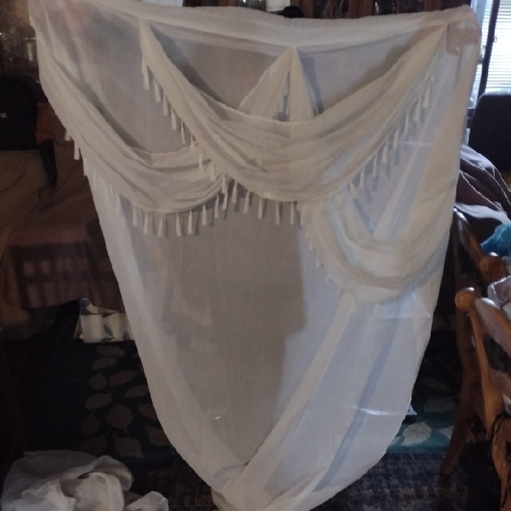 Sheer Curtain Pair with Lace Tops